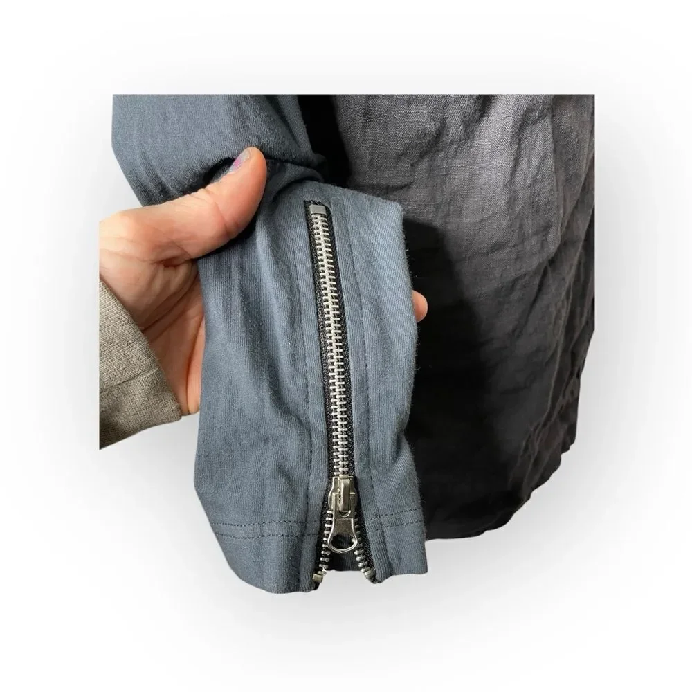 FLAX Asymmetrical Zip Hooded Sweatshirt Jacket